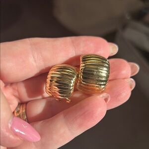 Elegant Gold Plated Chunky Hoop Earrings NEW